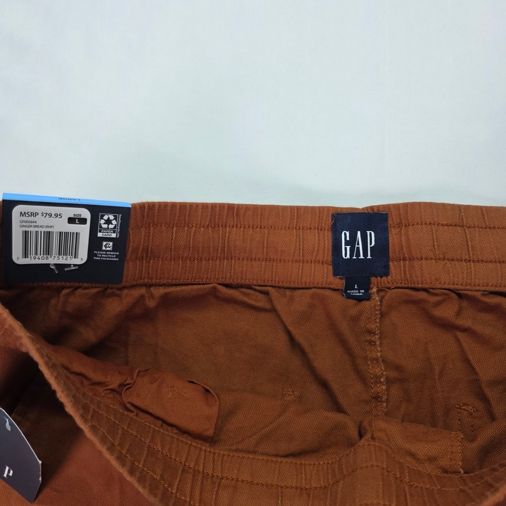 Gap Womens Pull-On Pants Ginger Bread Brown Drawstring Straight Leg Large NEW - Picture 2 of 7